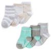 44B984: Baby Unisex 3 Pack Heel & Toe Socks With Grippers (Assorted Sizes)